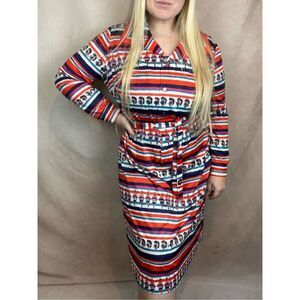 Vintage 1970s Psychedelic Print Dress Plus Size XL Mod MCM Disco Groovy Retro